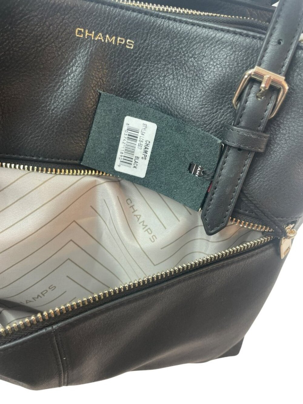 Champs Leather Black Tote Bag RFID Protection LCB-507 NWT - Picture 5 of 12